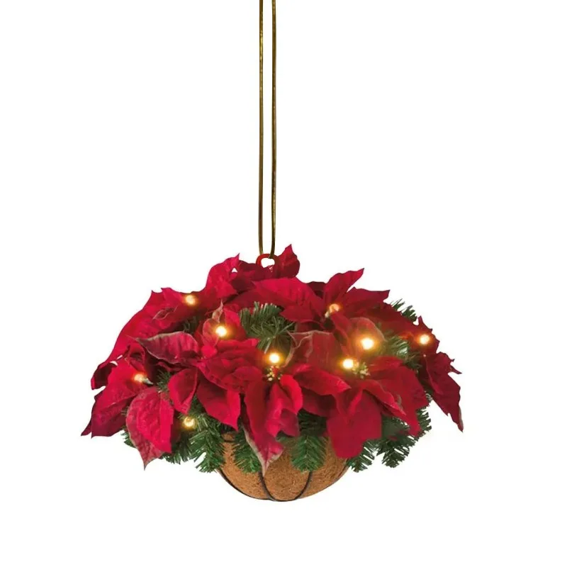 8cm Acrylic Christmas Pendant Flower Basket Ornaments Hanging Basket Hanging Xmas Decoration 2D Hanging Accessories Gift