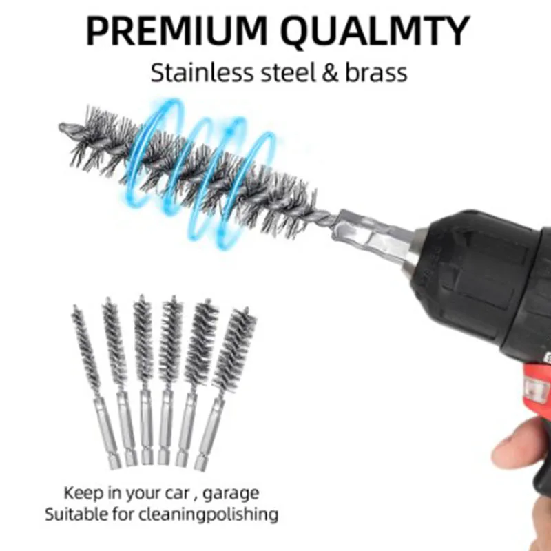 New 6 Pcs 8-19mm Wire Tube Machinery Cleaning Brush Rust Cleaner Washing Polishing Tools for Automotive Manufacturing Processing 3