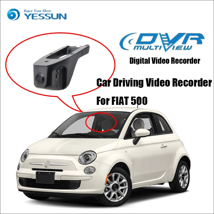 

YESSUN For FIAT 500 Car Front Dash Camera Not Reverse Parking Camera / DVR Driving Video Recorder - For iPhone Android APP Contr