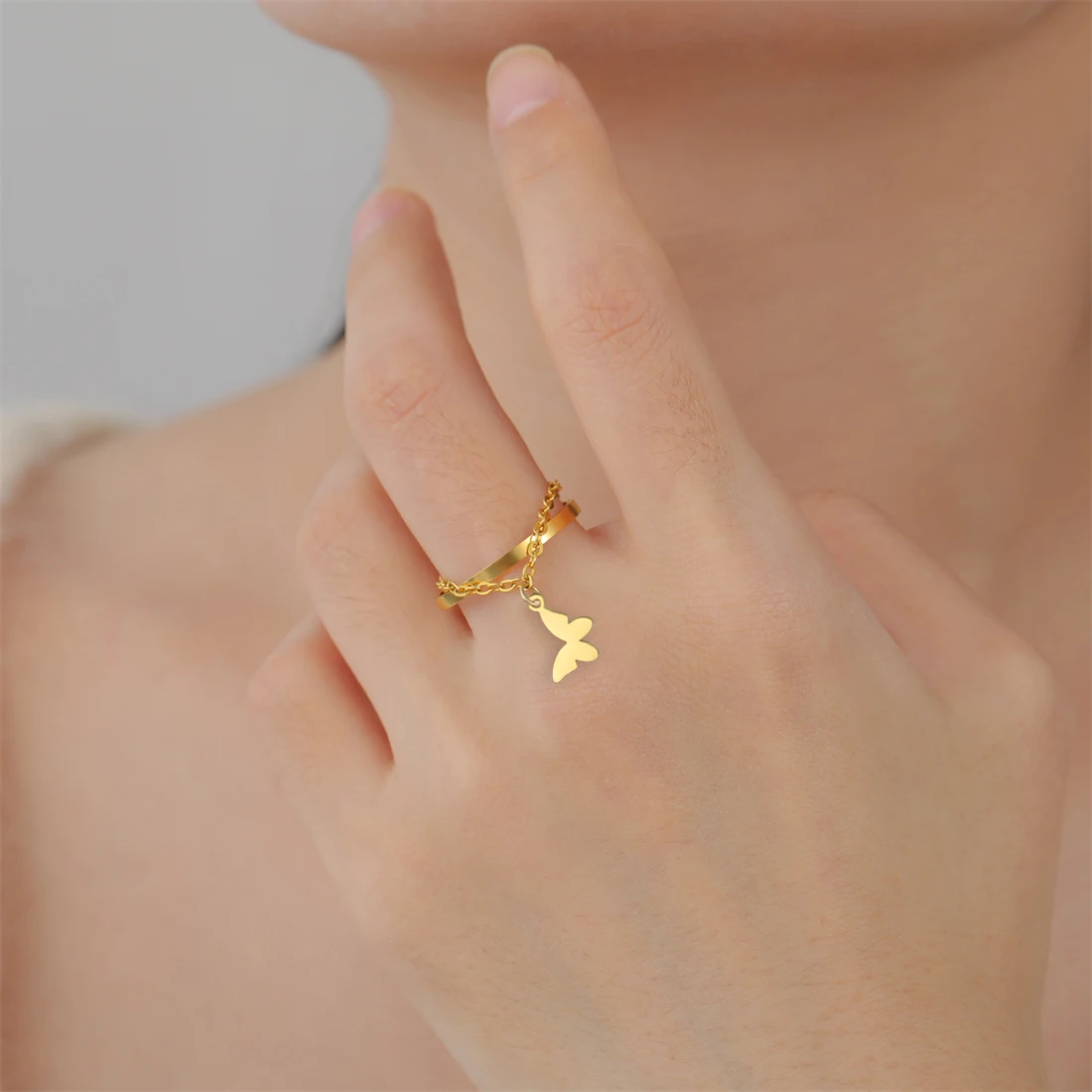 Davidstern Kreuz Ring Edelstahl Mode Planet Schmetterling Fünfeck Anhänger Ringe Doppelschichten Party Schmuck Geschenk – Detail 29