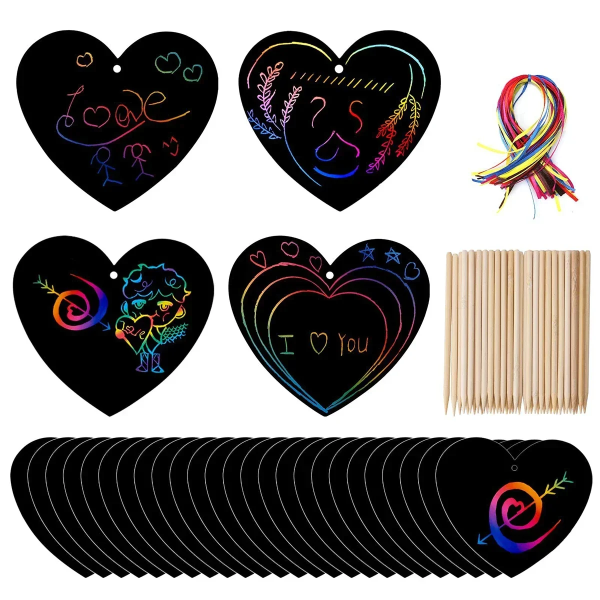 Magic Scratch Greeting Cards -12pcs Rainbow Colors Reveal Hidden Messages Customizable Easter/Children's Day Gift for Kids