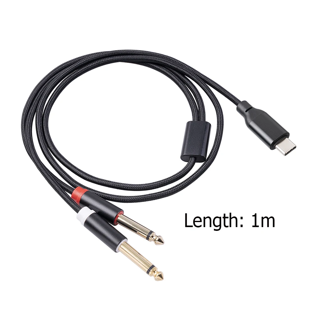 1/2/3M USB C To 1/4inch Audio Cable Type C To Dual 6.35mm 1/4 Inch TS Audio Cord for Smartphone Tablet Laptop
