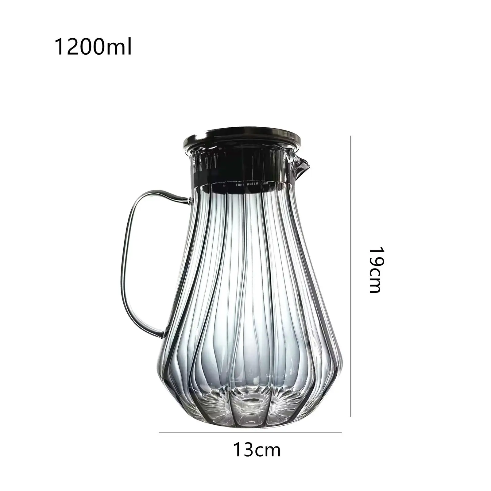Glass Jug 1.2L Multipurpose Heat Resistant Glass Carafe Ergonomic Handle Pitcher for Milk Hot Cold Beverage Household