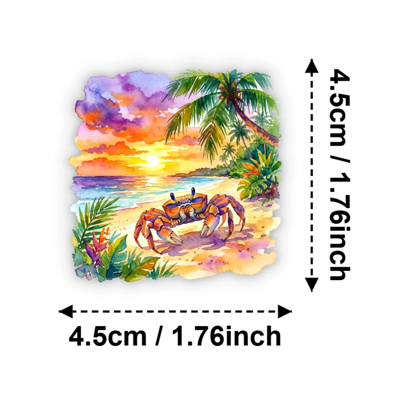 50/100 Pcs 수채화 열대 해변 테마 스티커, PET 투명 방수 DIY 전화 가방 헬멧 일기 컵 노트북 기타