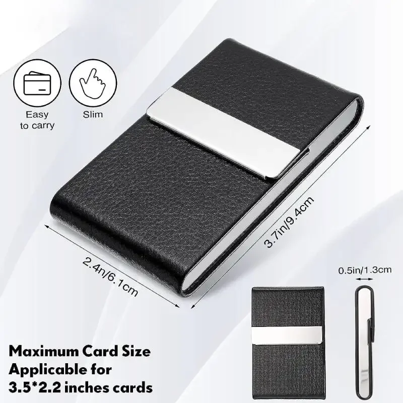 Wallet storage bag Business Card Holder PU Leather Business Card Case Name Wallet Slim Metal Pocket Organizer Gifts for Men Women Office