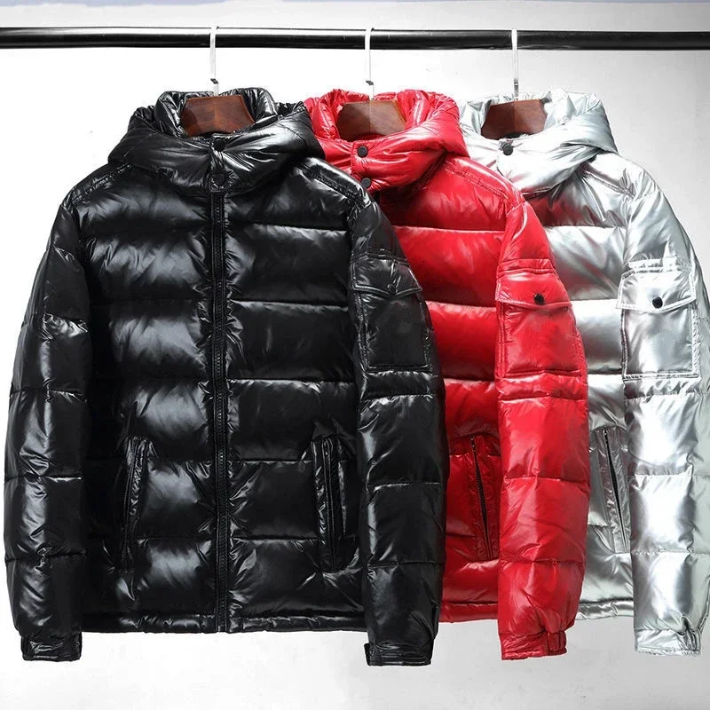 New Korean style glossy wash-free down jacket short couple fashion trend retro loose thickened white duck down winter jacket 5
