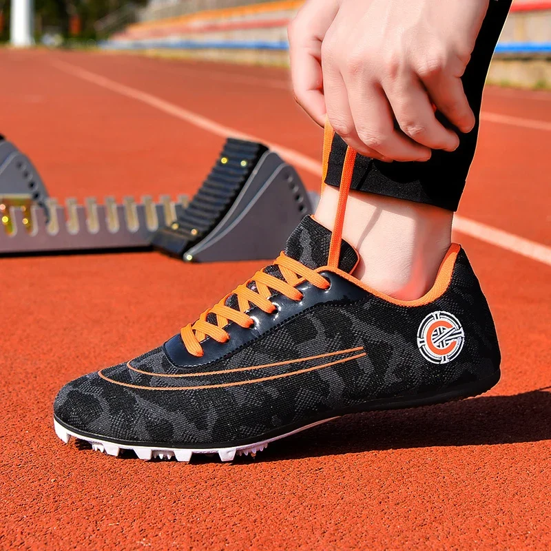 Running Spikes Men Track Spike Field Shoes Running Lace-up Soft Lightweight Racing Professional Match Jumping Footwears Training Sneakers Jump