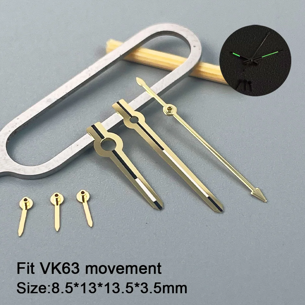 8.8*13*13.8mm VK63 Watch Hand for Seiko VK63 Movement Watch Needle Hands for Daytona 6 Hands Green Luminous Red Gold Silver