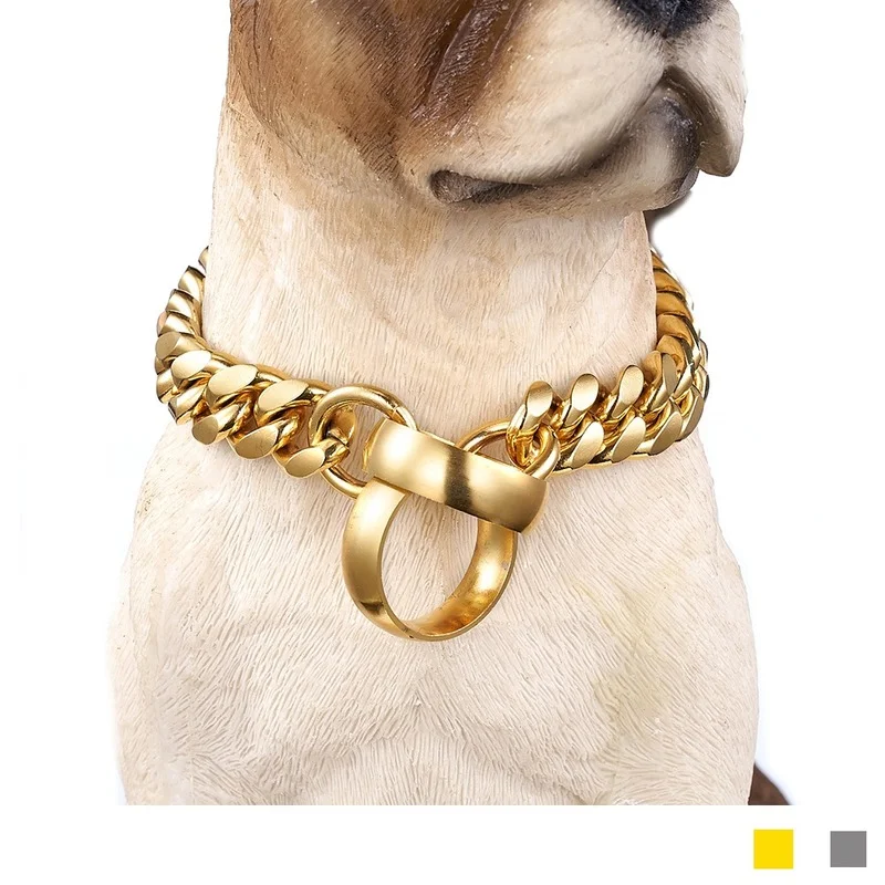 Luxury Pet Dog Leash Cuban Crypto P Chain 14mm Round Stainless Steel