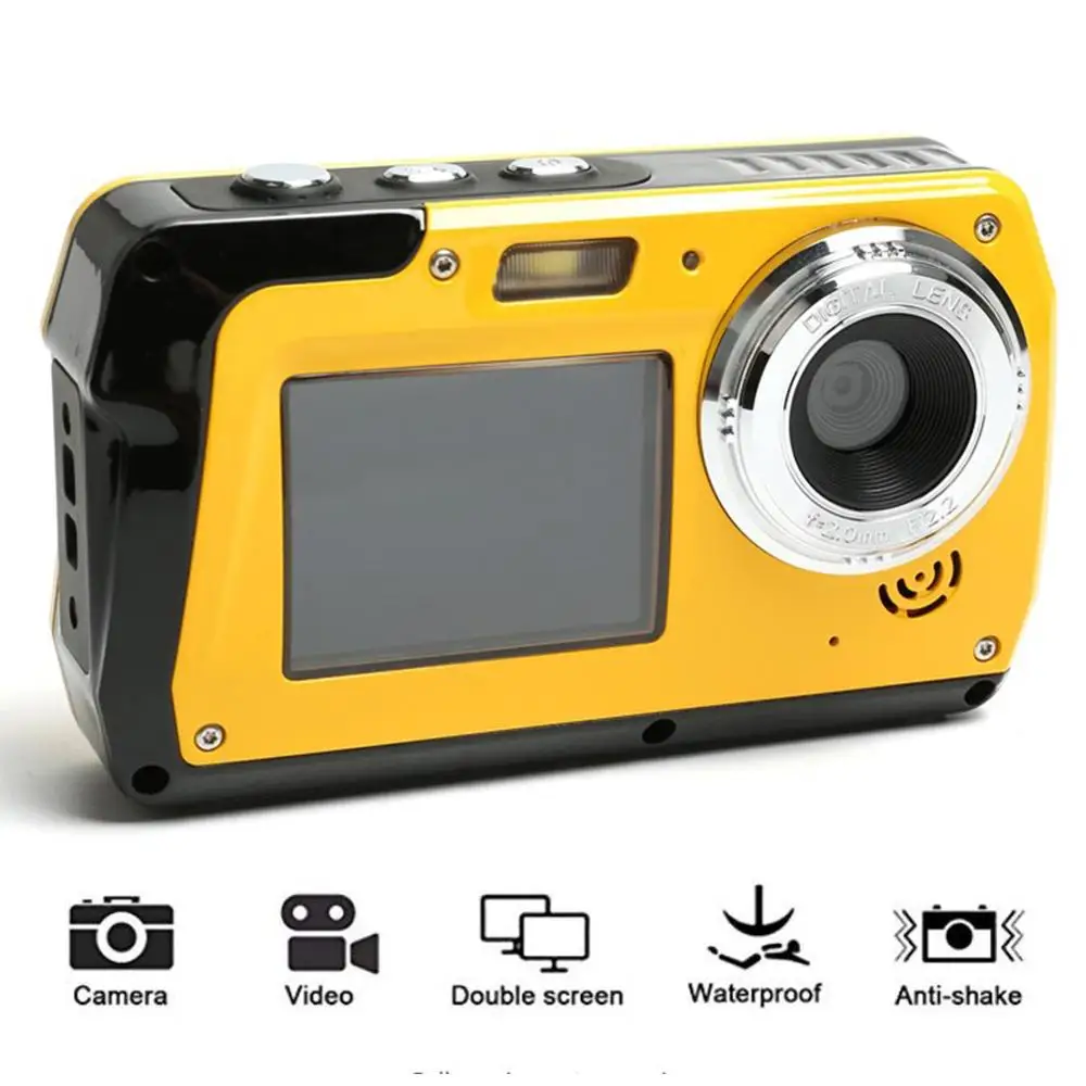 48MP HD Underwater Video Camera Dual Screen 16x Zoom Point Shoots Video Camcorder Sports Waterproof Digital Camera