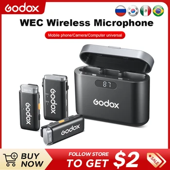 Godox 무선 라발리에 마이크, PC 카메라 폰 전문 마이크, 게임 브이로그 스트리밍용, WEC 2.4GHz