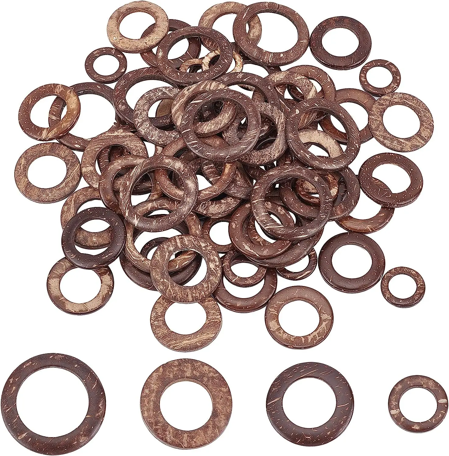 10 stücke Kokosnuss holz Verbindungs ringe Kreis Anhänger Anschlüsse für DIY Ohrring Armband Halskette Makramee Schmuck DIY Handwerk machen – Detail 1