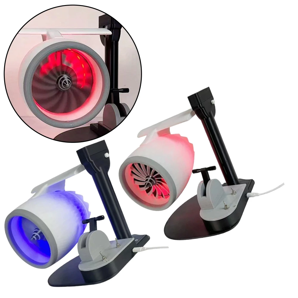 Bedside Table USB Humidifier Fan Stylish Airflow Fan With Light Usb Fan Aircraft Engine Design Tail Flame LED Light