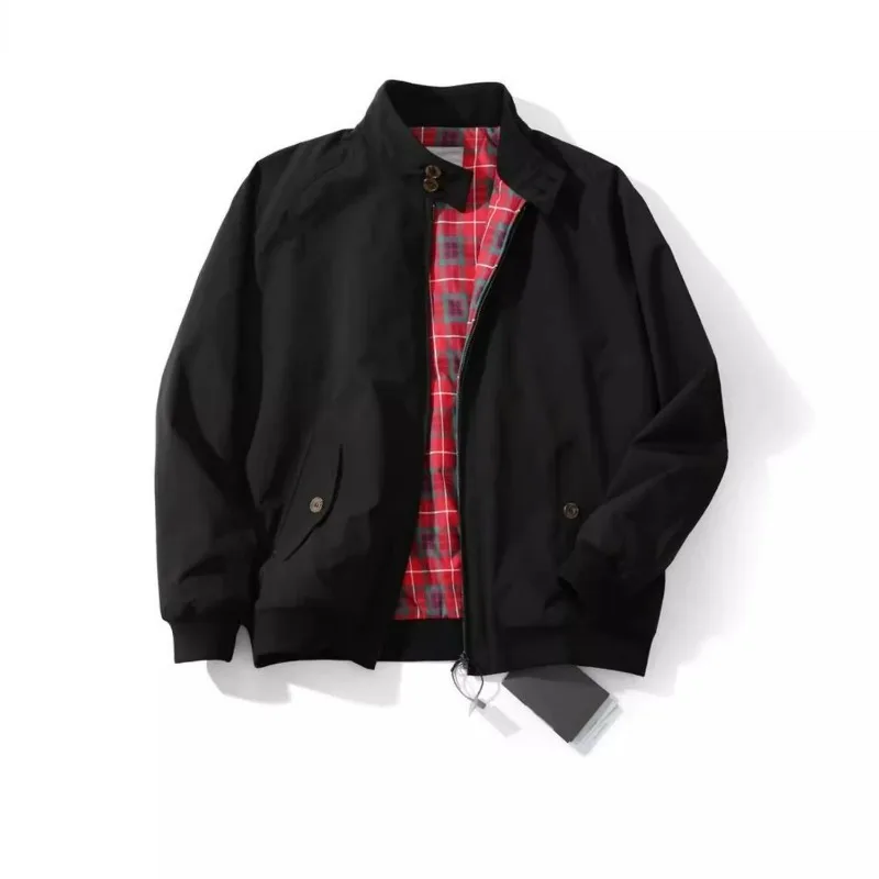 Frühling Herbst Herrenjacke Amerikanischer Retro-Stil Dünner Stehkragen Langarm Herren-Oberbekleidung Einfarbig Vielseitige Männerjacke – Detail 9