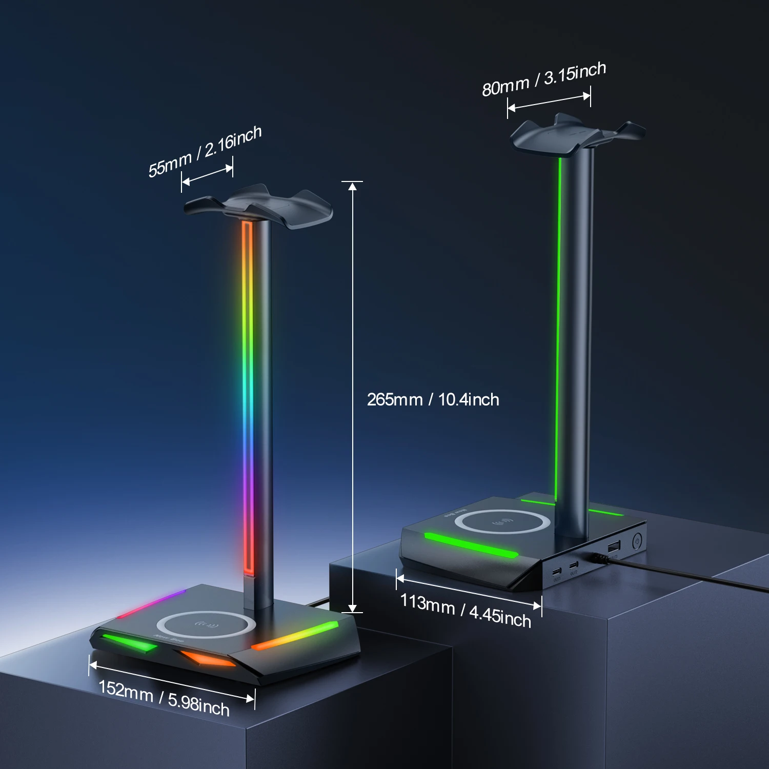 New Bee Z12 RGB Headphones Stand Holder with Wireless Charger Base