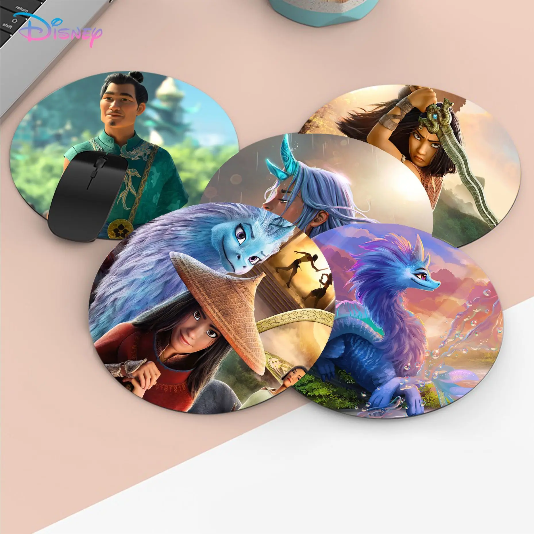 Disney Raya And The Last Dragon Mousepad Small Round Speed Version Game Computer Keyboard Office Table Mat Pc Laptop Mouse Mat