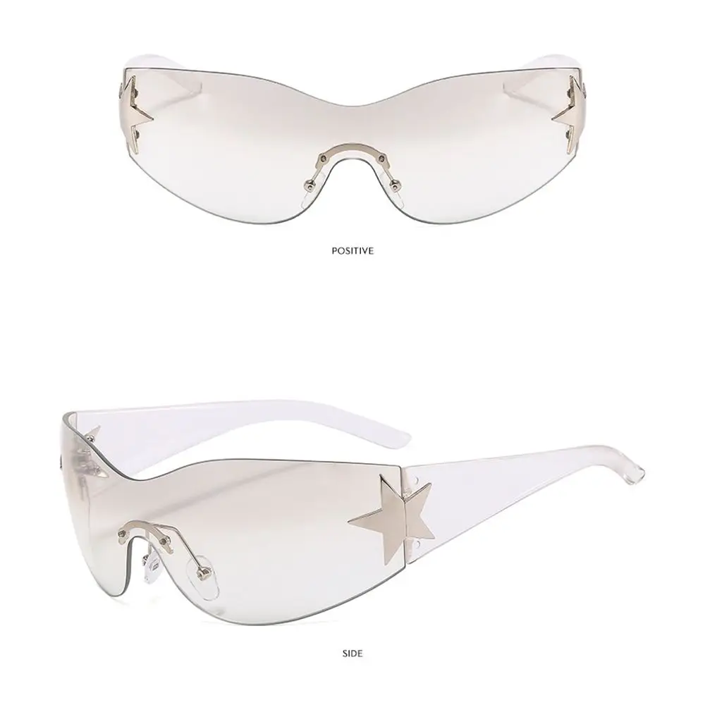 Rimless Sunglasses Oversized Trendy Y2K Wrap Around Sunglasses Punk One Piece Goggles Sports Sun Glasses Shades Driving_voghion.com