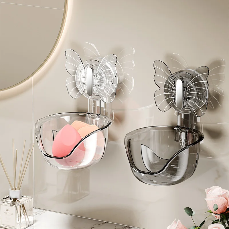 Bathroom Storage Rack Punch-free Storage Box Bathroom Suction Cup Wall-mounted Washbasin Makeup Storage Rack 3