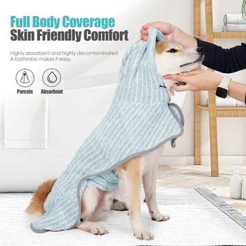 Pet Bathrobe Coat Fast Water Absorbent Towel for Large Medium Small Dogs Soft Adjustable Drying Moisture Cat Pet Bath Robe 4