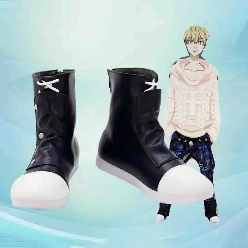 

Anime Tokyo Revengers Matsuno Chifuyu Cosplay Shoes Halloween Party Black Short Boots Man Woman Adult