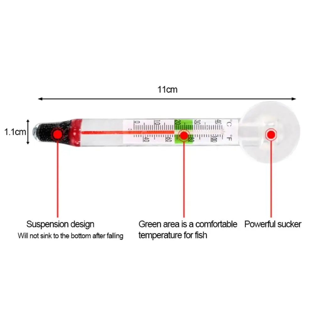 Termómetro flotante para acuario, herramienta de medición de temperatura del agua Fahrenheit Celsius con ventosa