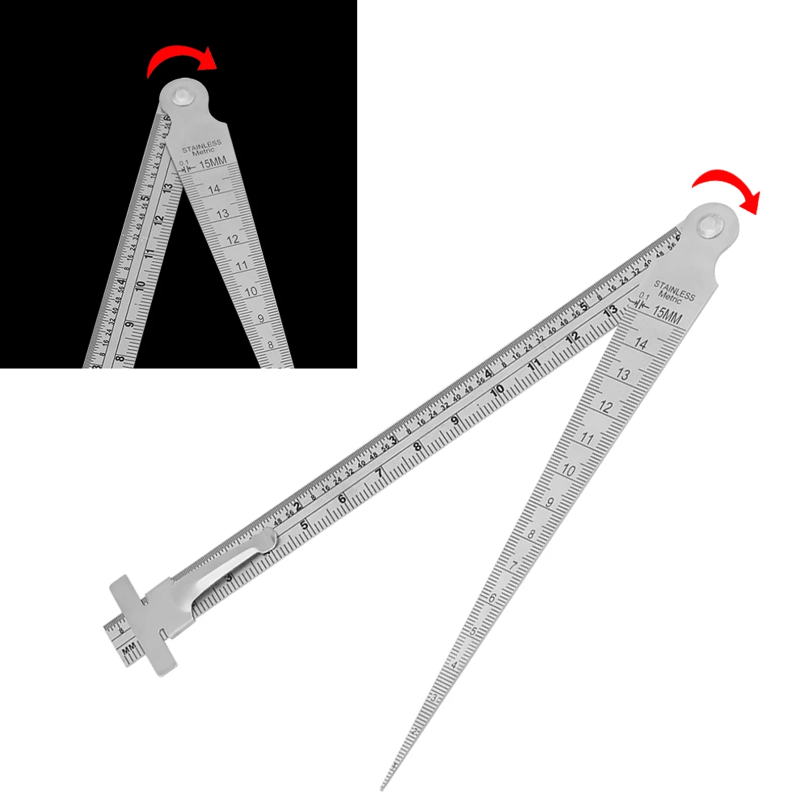 Depth Gauge Feeler Gauge Hole Size Gage Taper Stainless Steel Welding Taper Gap Depth Ruler Hole Inspection Tool