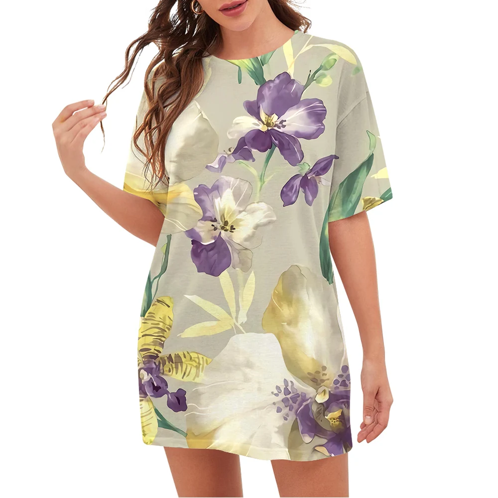 

CLOOCL Fashion Women T-shirt Beautiful Iris Pattern 3D Printed Loose Crew Neck Short Sleeve Tee Casual Oversized Tops