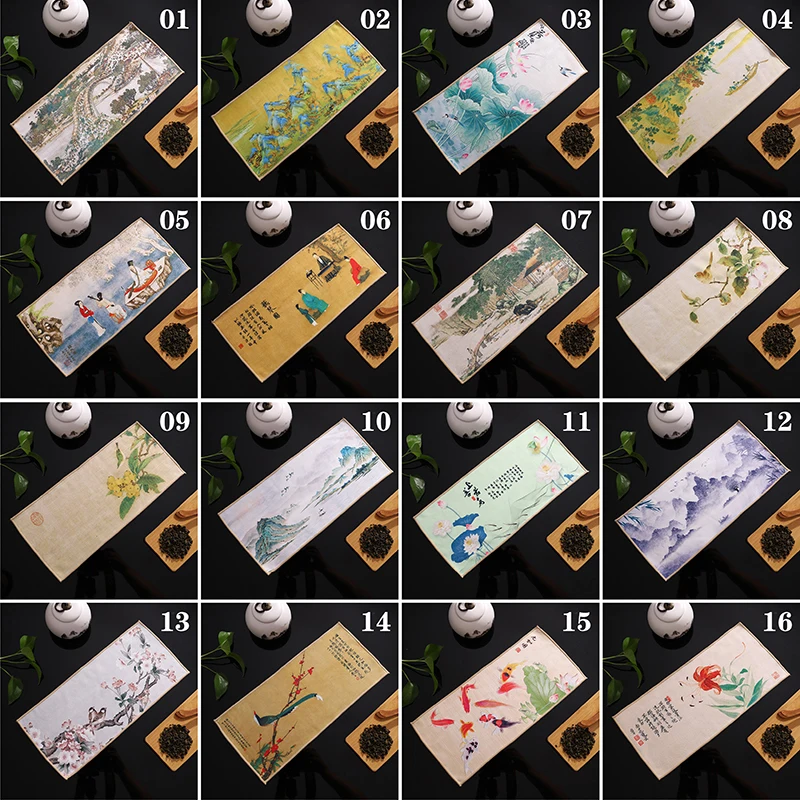 Description Picture 3 of itemChinese Painted Thick Tea Towel Super Absorbent High-end Tea Set Accessories Table Mats Household Professional RagTea Napkin
