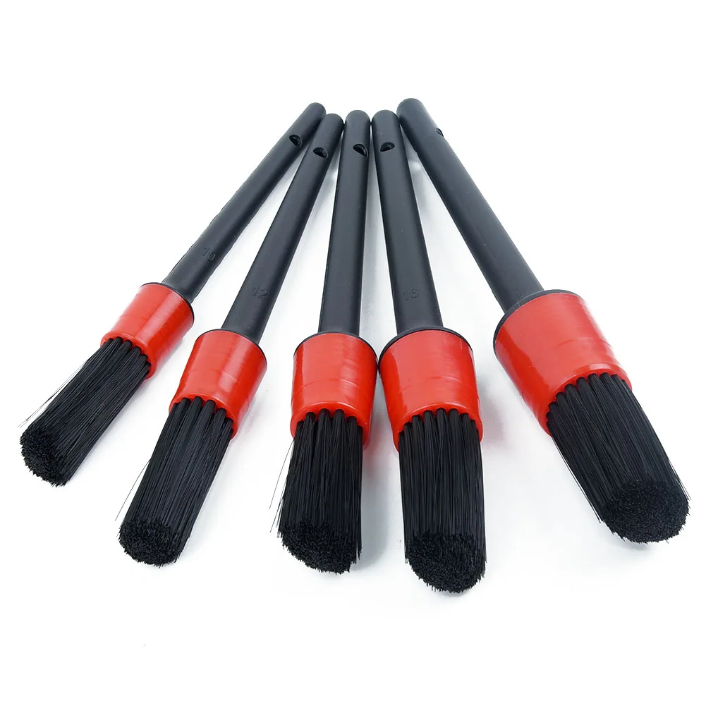 

5pcs/set Black Red Car Cleaning Brushes To Remove Dust Bread Crumbs Soft Brush Car Cleaning Tool Wild Pig Hair Brush