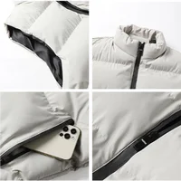 Men's Sleeveless Vest Stand Collar Thicken Jacket Down Windproof Winter Coat Custom Printing Company Brand Diy Logo Warm Vest 2