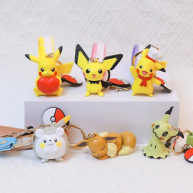 Echter Pokemon Schlüsselanhänger Pikachu Eevee Pichu Mimikyu Togedemaru PVC Anime Action Figure Kinder Spielzeug Schlüsselanhänger Anhänger Geburtstagsgeschenk