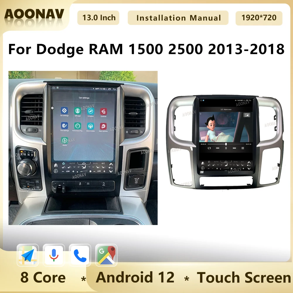 

Android 12 Car Radio For Dodge RAM 1500 2500 2013-2018 13 Inch Auto GPS Multimedia Player Tesla GPS Navigation Carplay Head Unit
