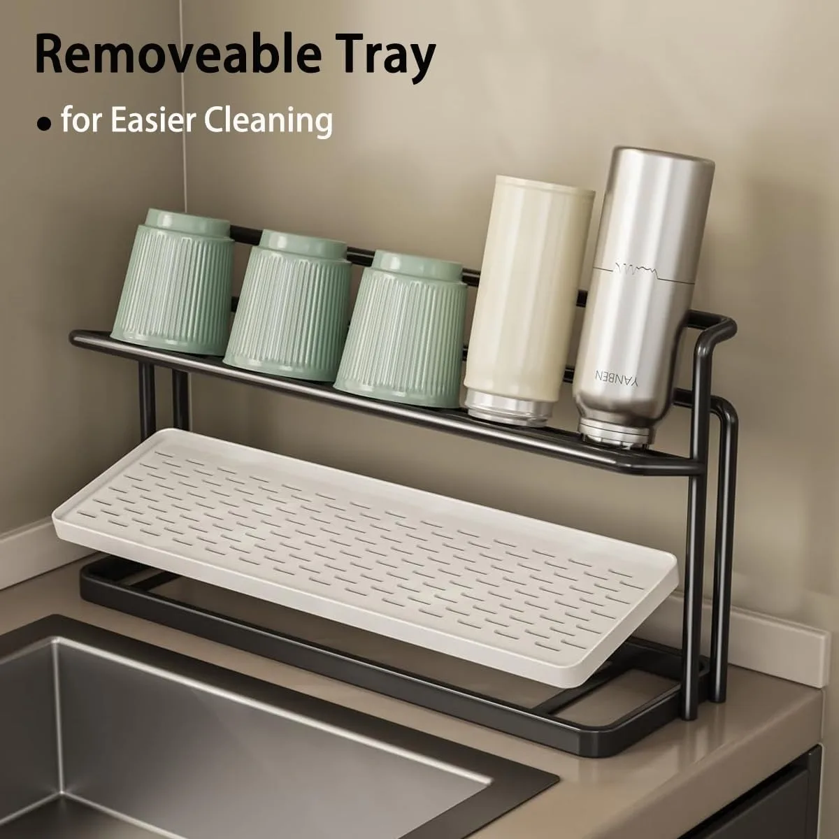 2 layer Bottle Drying Rack Cups Storage Rack Drain Tray Mug Organizer Kitchen Coffee Mug Holder Kitchen Counter kitchen storage rack,dish drying rack