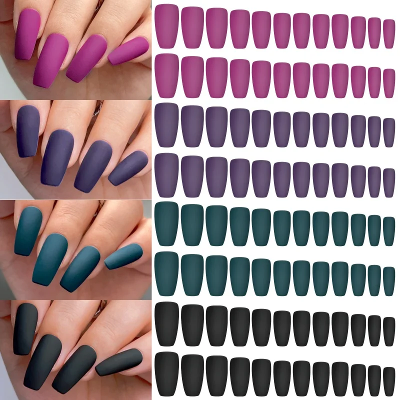 96Pcs Press on False Nails Colorful Capsule Gel Nails Extension System Nail Tips Coffin French Quick Building Mold Tool fake nails french nails nail tips false nail forms false nails false nail tips fake nail forms