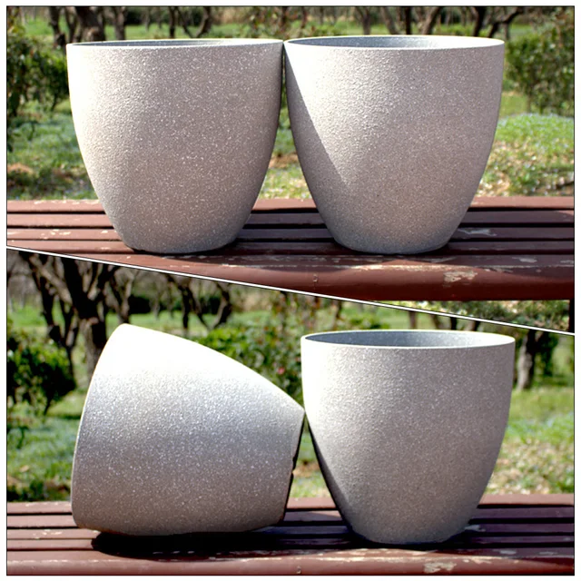 Pot Virágcserepek Kerti Zamatos Ültetvények Nagy Ültetvényes Dekoratív Gyanta Kő Ültetés Beltéri Bonsai Tartály Utánzás - Image 3