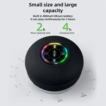 Portable Bluetooth Audio Ipx4 Waterproof Led Lights Bathroom Outdoor Large Suction Cup Can Be Adsorbed Wall Speaker 2
