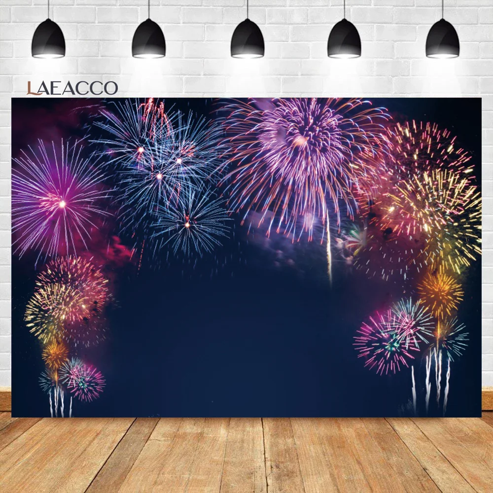 

Laeacco Colorful Firework Backdrop Graduation Party New Year Wedding Festival Independence Day Portrait Photography Background