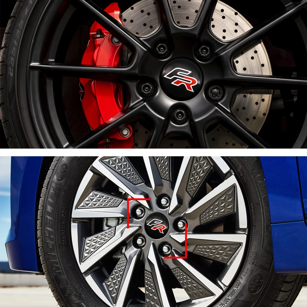 4Pc 56+60mm Car Wheel Center Caps Stickers Auto Rim Cover Emblem Badge For SEAT Leon cupra MK1 MK2 Ibiza 6J 6F 1P 5F FR Altea wheel center caps