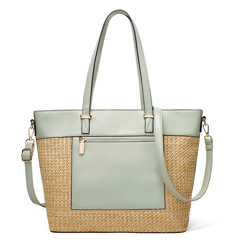 Fashion Women Straw Bags Beach Tote Bag For Female Traveling Fabric Shoulder Bag Multifunction Large Handbag