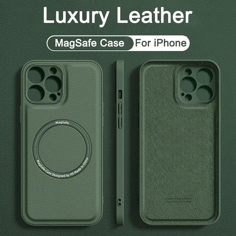 Luxury Business Leather Magnetic Phone Case For iPhone 13 Pro Max 12 11 For Magsafe Wireless Charging Shockproof Soft Back Cover iphone 12 pro max portable charger