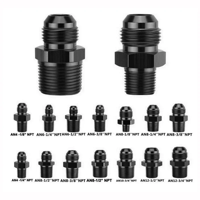 AN4 AN6 AN8 AN10 AN12 To 1/8 1/4 3/8 1/2 3/4 NPT Oil-cooled Universal Straight Fuel Hose Adapter Pipe Thread Fitting fuel hose adapter