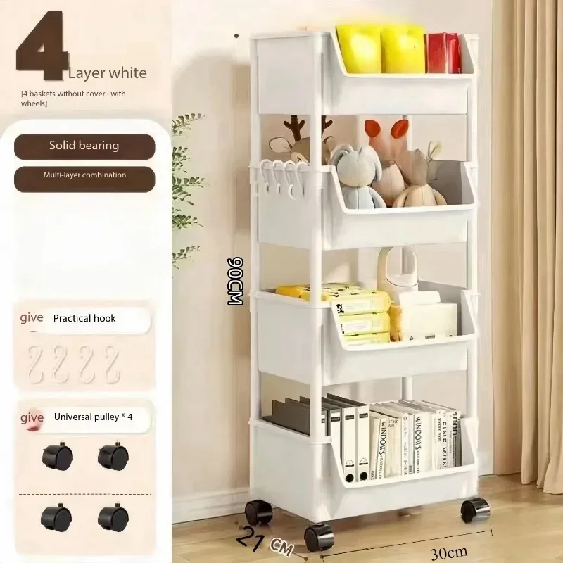 Storage Rack Storage Rack Trolley Portable with Wheels Large Capacity Space Saving for Kitchen Bathroom Living Room Multi-Purpose Organizer