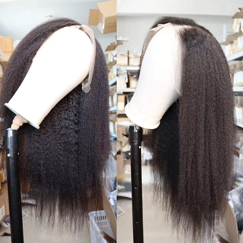 Parrucca in Capelli Umani Vergini Remy 100% | Capelli Lisci Afro Kinky a Densità Elevata | Frontale in pizzo HD trasparente dall'aspetto naturale - immagine 6