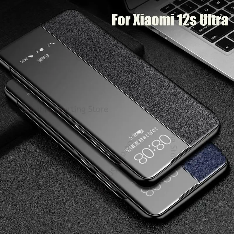 Capa de Telefone de Couro para Xiaomi Capa View Windows Flip Capa Protetora Completa Transparente para mi 12 Pro 12x 11 12s Ultra Funda - Image 3