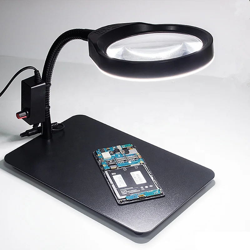 110V 10X Desktop Optical Magnifier Glass Lamp Tabletop LED Light