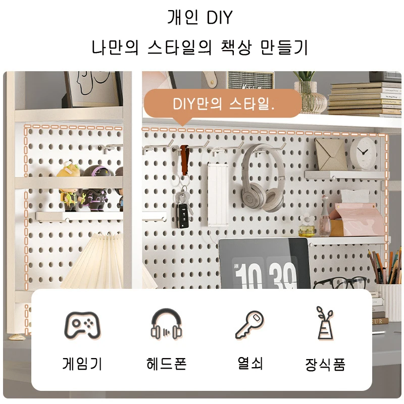 Storage Rack Table Hole Board Wrought Iron Bookshelf Desk Shelving Dormitory Tiered Storage Rack Student Bookcase Computer Wire-wrap Board
