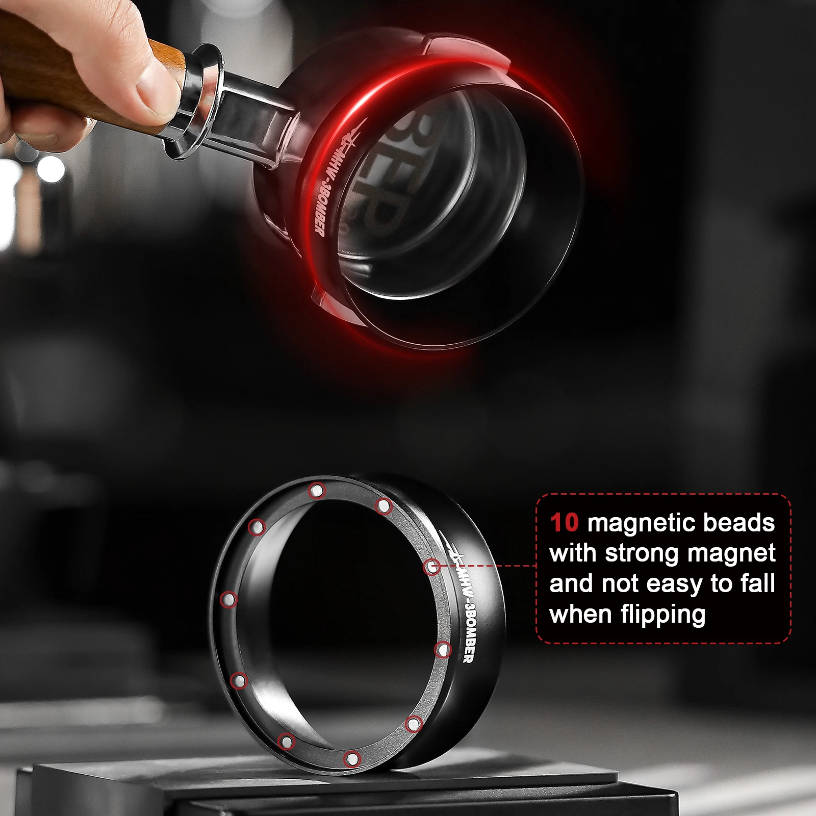 MHW-3BOMBER 58mm Magnetic Coffee Dosing Funnel Compatible with 58MM Portafilter Espresso Dosing Ring Home Barista Accessories