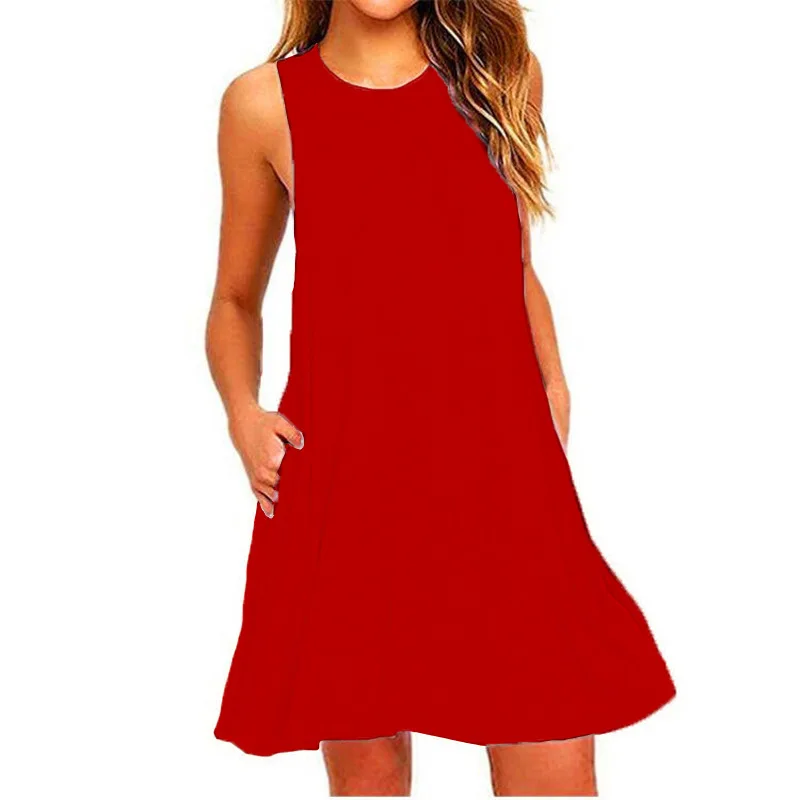 Women's Summer Casual Swing T-Shirt Dresses Beach Cover Up With Pockets Plus Size Loose T-shirt Dress -S15faa637860447e7ac3238f7910652bcD