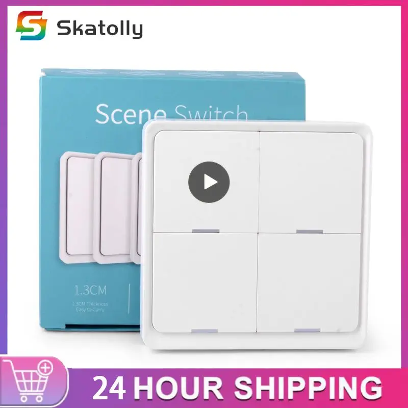 

Настенный переключатель 1-Tuya для умного дома, беспроводная свободная наклейка, 4-сторонняя панель, сцена, кнопка, работает с Alexa Home Hub Need