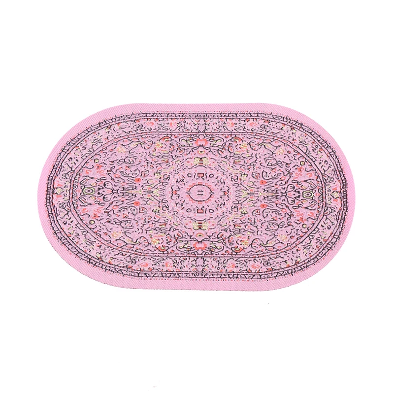 1:12 Puppenhaus Miniatur Runde Bodenteppich Abdeckung Oval Teppich Bodenmatte Modell Schlafzimmer Wohnzimmer Dekor Spielzeug Puppenhaus Zubehör – Detail 16